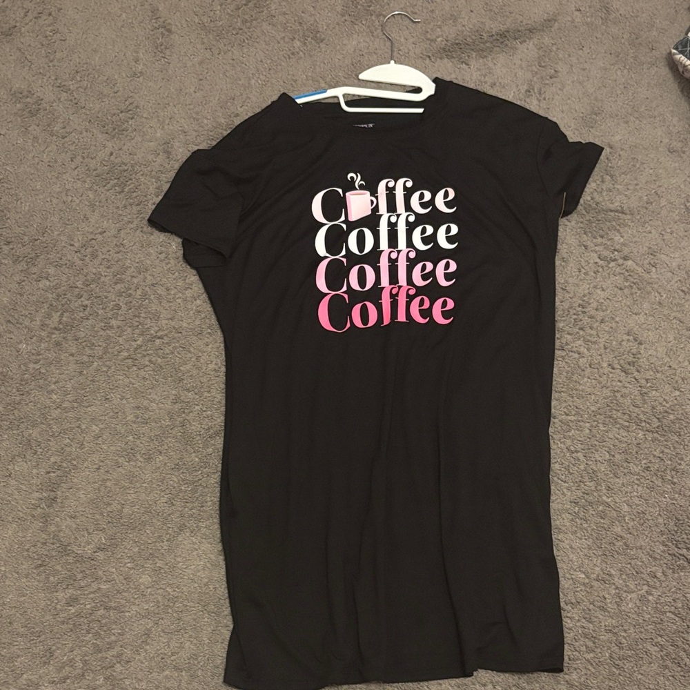Black Quirky Coffee Oversized Mumu like Sleep Top